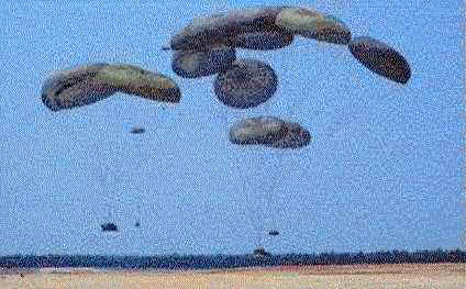 Multiple G-11 parachutes can deliver amored vehicles and supplies up to 30 tons.  Thus, it may be possible to airdrop the M2 <i>Bradley IFV