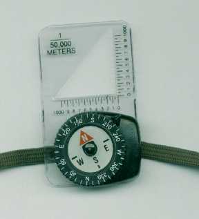 Silva wrist compass with added NIMA 1:50,000 topo map grid reader