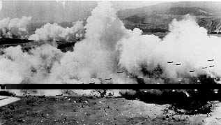 Smokescreens shield Paratroopers as they seize Nadzab airfield bypassing enemy resistance, MacArthur style